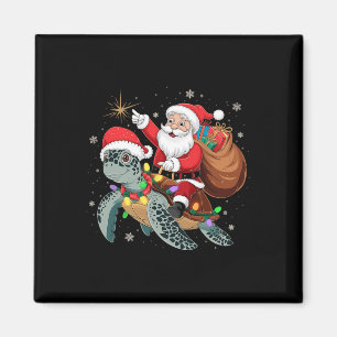 Lustige Schildkröte Weihnachten Santa Reitet Meere Magnet