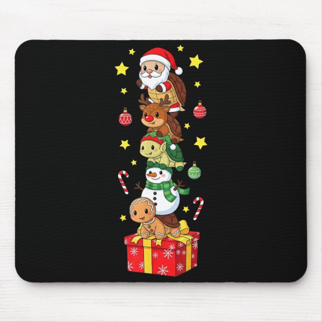 Lustige Schildkröte Weihnachtsmann Elf Schneemann  Mousepad (Vorne)
