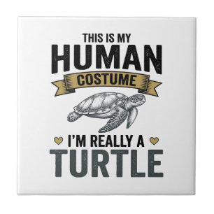 Lustige Schildkröten-Kostüm Vintage-Stich-Design_1 Fliese
