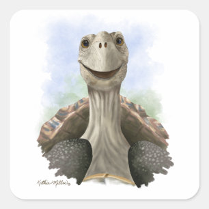 Lustige Schildkröten Zeichentrickfilm Quadratischer Aufkleber