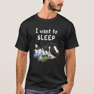 Lustige schlafende Katze mit Fisch schläft für Nic T-Shirt