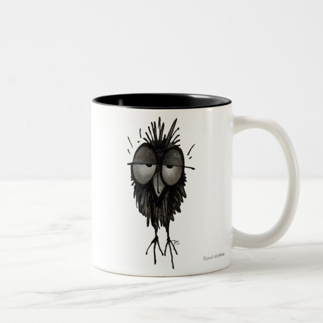 Lustige schläfrige Eule Zweifarbige Tasse (Rechts)