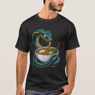 Lustige Schlange, die Ramen-Nudeln isst, japanisch T-Shirt