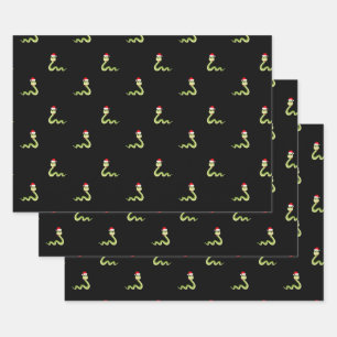 Lustige Schlange Weihnachten Santa Hut Holiday Mus Geschenkpapier Set