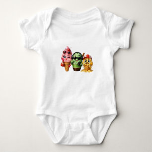 Lustige schmelzende Eiscreme-Truppe Kawaii Charakt Baby Strampler