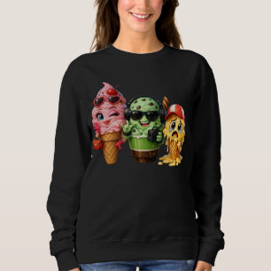 Lustige schmelzende Eiscreme-Truppe Kawaii Charakt Sweatshirt