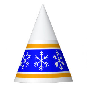 Lustige Schneeflocken Helles Blau Orange Weiß Stre Partyhütchen