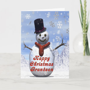 Lustige Schneemann Weihnachtskarte für Enkel Feiertagskarte