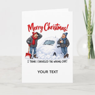 Lustige Schneeschippen Weihnachtskarte Karte