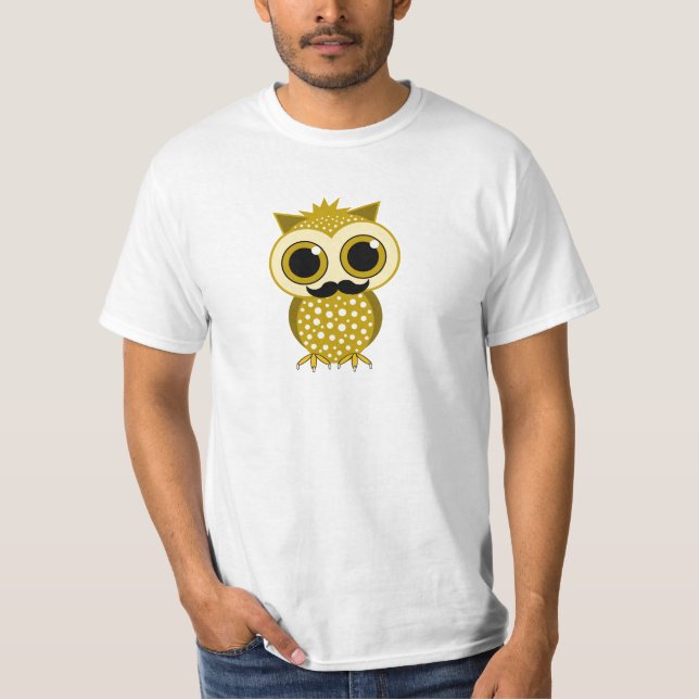 lustige Schnurrbarteule T-Shirt (Vorderseite)