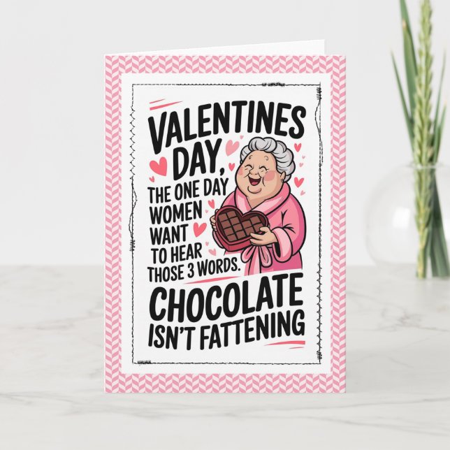 Lustige Schokoladen-Valentinstag-Humor Karte (Vorderseite)