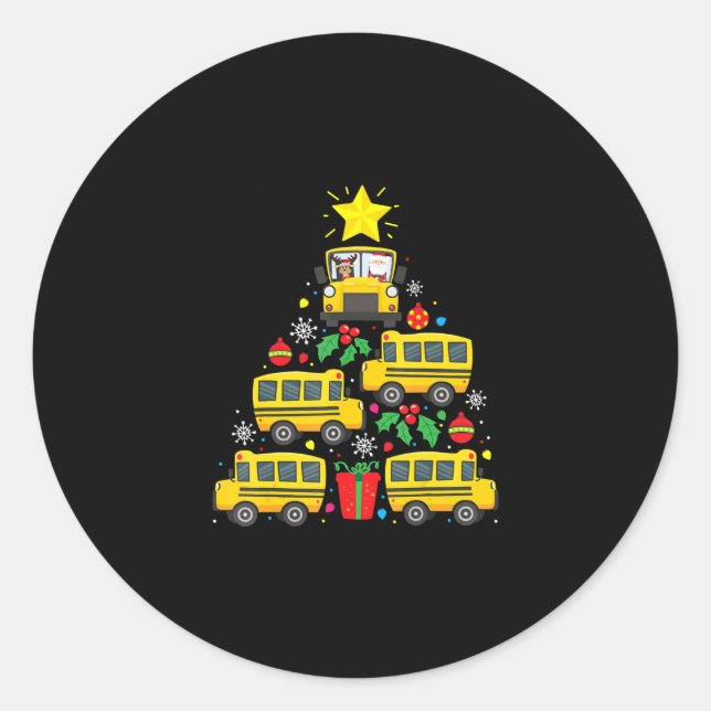 lustige Schulbusfahrer Weihnachtsbaumschmuck Runder Aufkleber (Vorderseite)
