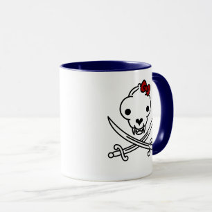 Lustige Schwarz Weiß Fröhliche Kitty-Pirat Totenko Tasse