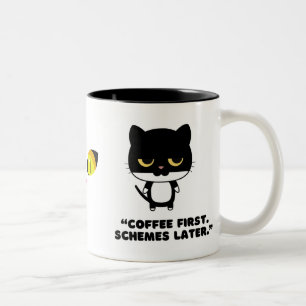 Lustige Schwarz-Weiß-Katzen-Kaffeetasse  Zweifarbige Tasse