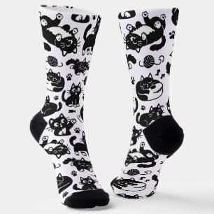 Lustige Schwarz-Weiß-Katzen-Muster-Socken Socken