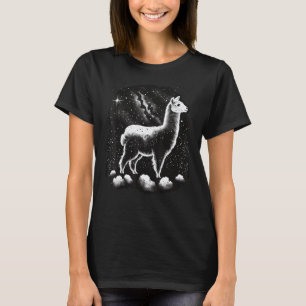Lustige Schwarz-Weiß-Llama-minimalistische Alpaka T-Shirt