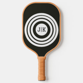 Lustige Schwarz-Weiß-Zielinitialen Pickleball Schläger