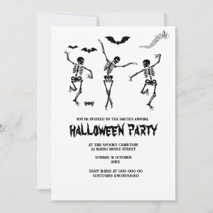 lustige schwarz-weiße Halloween Einladung