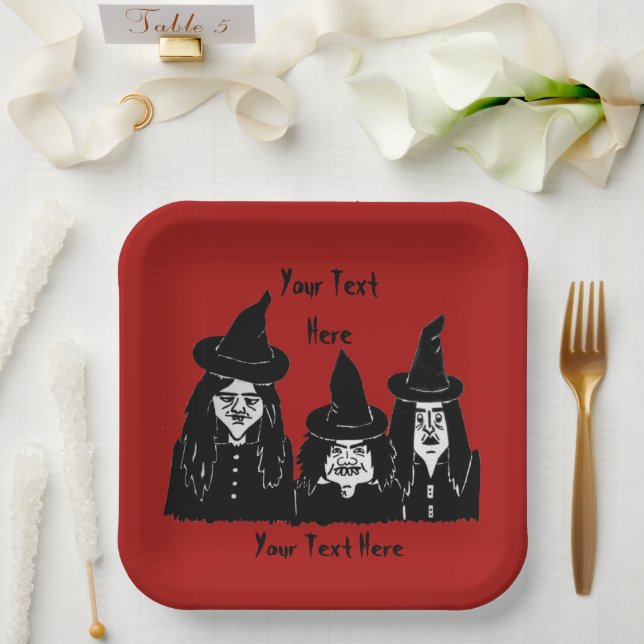 lustige schwarze Hexen beängstigender Spaß hallowe Pappteller (Hochzeit)