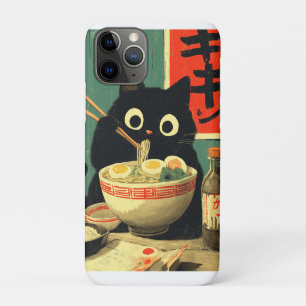 Lustige schwarze Katze, die Ramen isst Case-Mate iPhone Hülle