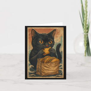Lustige schwarze Katze, die Tacos isst Retro-Japan Karte