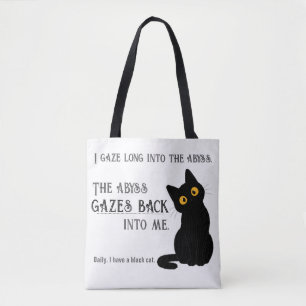 Lustige schwarze Katze Eltern Nietzsche Zitat Tote Tasche