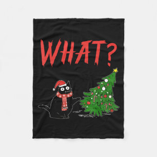 Lustige schwarze Katze Geschenk schiebt Weihnachts Fleecedecke