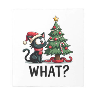 Lustige schwarze Katze Geschenk schiebt Weihnachts Notizblock