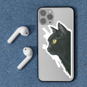 Lustige schwarze Katze Gesicht Aufkleber