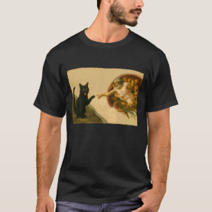 Lustige schwarze Katze greift nach Pfote Kunst Mem T-Shirt