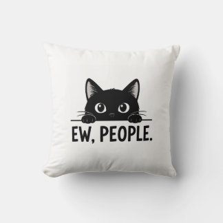 Lustige schwarze Katze "Igitt, Leute." Kaffeetasse Kissen
