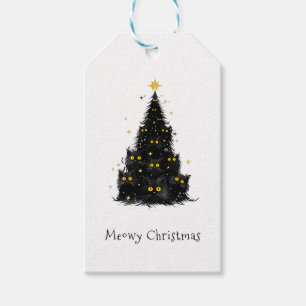Lustige schwarze Katze Meowy Weihnachtsbaum Geschenkanhänger