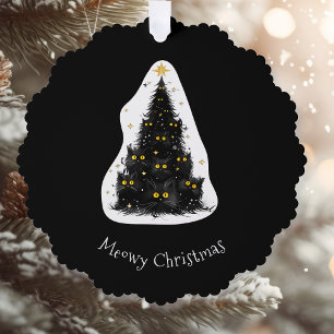 Lustige schwarze Katze Meowy Weihnachtsbaum Ornament Karte
