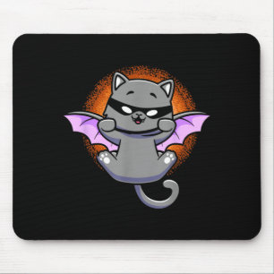 Lustige schwarze Katze mit Fledermausflügel-Kätzch Mousepad