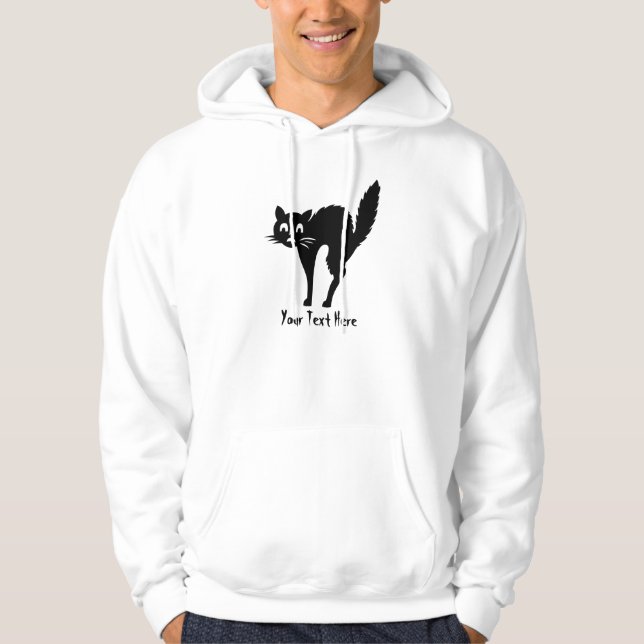 lustige schwarze Katze mit gewölbtem Rücken Hoodie (Vorderseite)