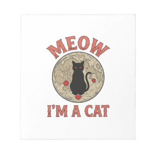 Lustige schwarze Katze Mond Vintage Halloween-Desi Notizblock