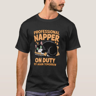 Lustige schwarze Katze Nickerchen Humor Faul Schla T-Shirt