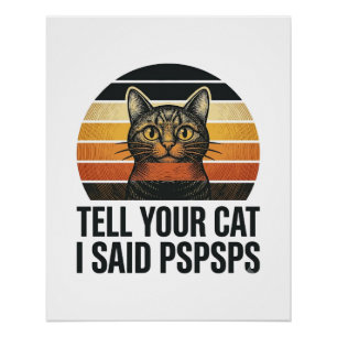 Lustige schwarze Katze Pspsps Vintage-Sonnenunterg Poster