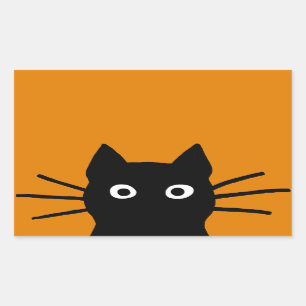 Lustige schwarze Katze Rechteckiger Aufkleber