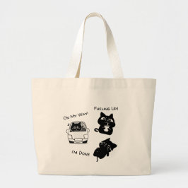 Lustige schwarze Katze Tägliches Stimmungs-Meme mi Jumbo Stoffbeutel