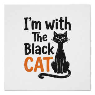 Lustige schwarze Katze Vintage Gravur Halloween De Poster