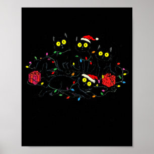 Lustige schwarze Katze Was_ Weihnachtsbaum Meme Xm Poster