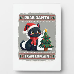 Lustige schwarze Katze Weihnachten Lieber Santa, i Fotoplatte