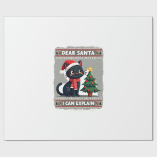 Lustige schwarze Katze Weihnachten Lieber Santa, i Geschenkpapier