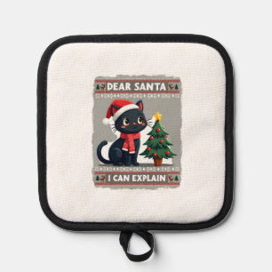 Lustige schwarze Katze Weihnachten Lieber Santa, i Topflappen
