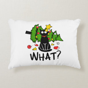 Lustige schwarze Katze Weihnachtsbaum Frohe Santa Dekokissen