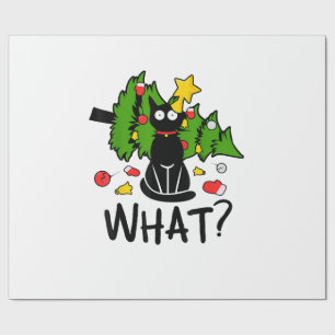 Lustige schwarze Katze Weihnachtsbaum Frohe Santa Geschenkpapier