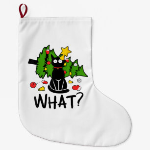 Lustige schwarze Katze Weihnachtsbaum Frohe Santa Großer Weihnachtsstrumpf