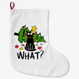 Lustige schwarze Katze Weihnachtsbaum Frohe Santa Großer Weihnachtsstrumpf