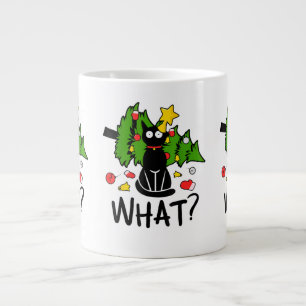 Lustige schwarze Katze Weihnachtsbaum Frohe Santa Jumbo-Tasse
